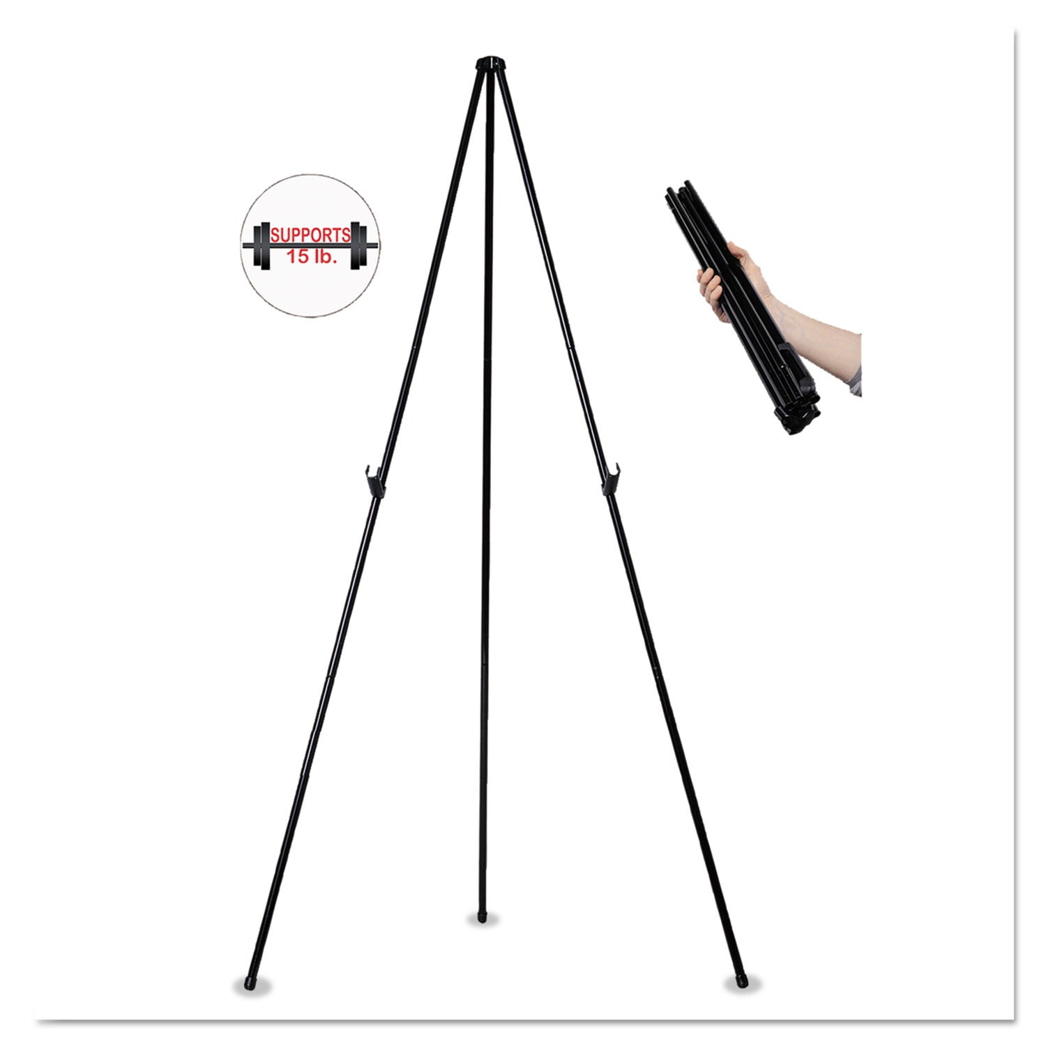 Heavy-Duty Instant Easel, 61.5" Tall, Metal, Black