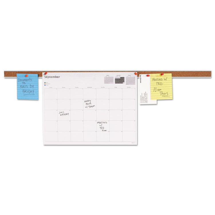 Universal - Cork Bulletin Bar, 24 x 1, Brown Surface, Silver Aluminum Frame