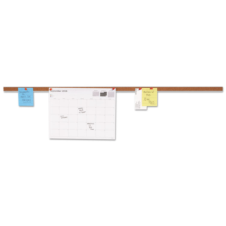 Universal - Cork Bulletin Bar, 36 x 1, Brown Surface, Silver Aluminum Frame