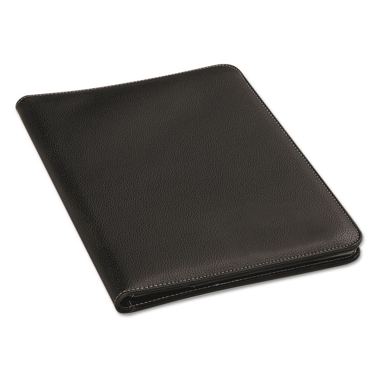 Universal - Leather-Look Pad Folio, Inside Flap Pocket w/Card Holder, Black