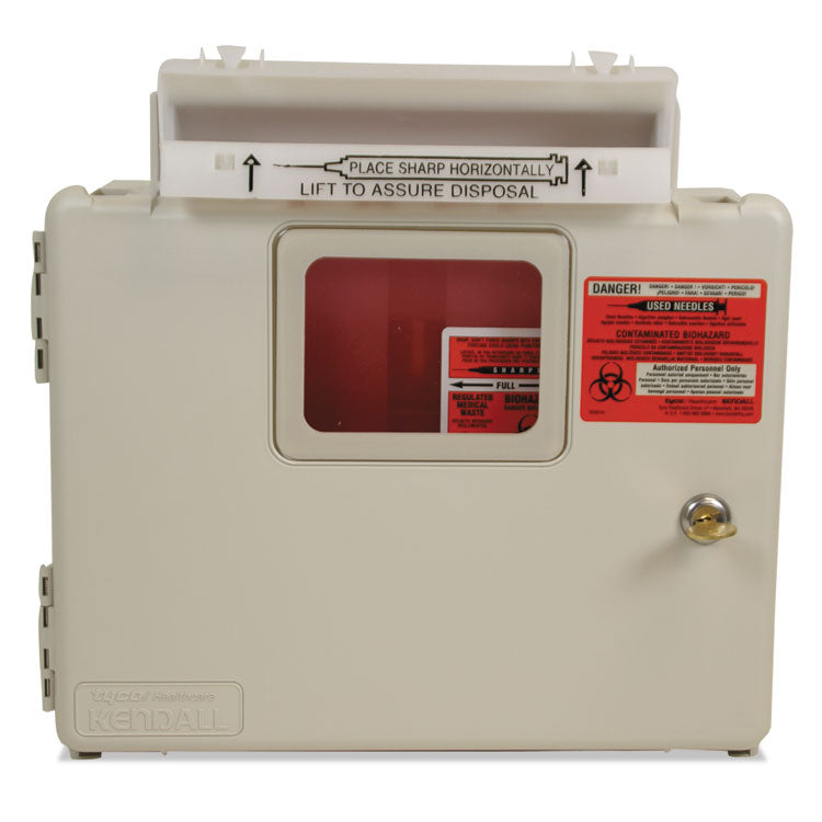 Covidien - In-Room Locking Wall Mount Sharps Container Cabinet System, 5 qt, ABS Plastic, Beige