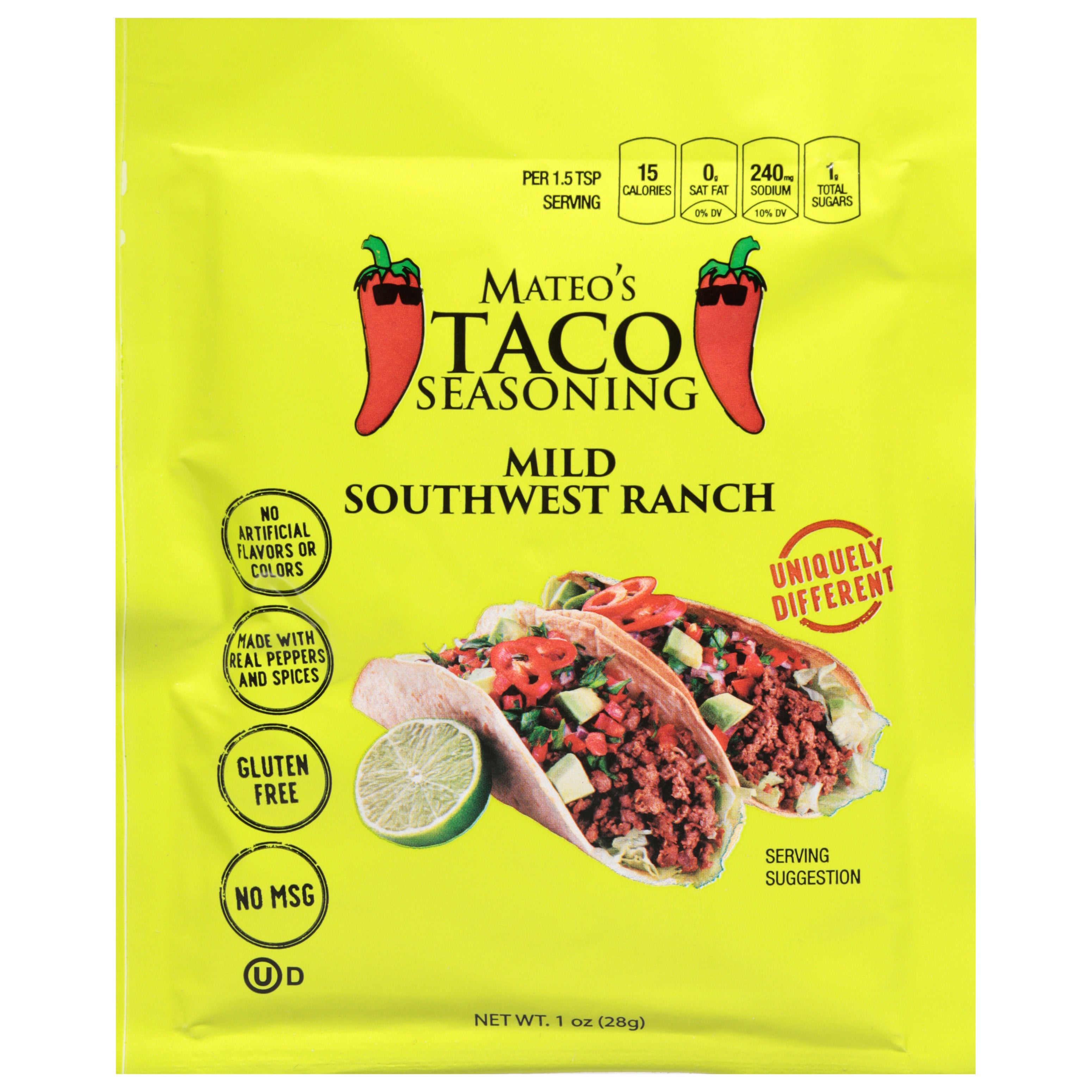 Mateo's Mild Southwest Ranch Taco Seasoning 1 oz - Case of 12