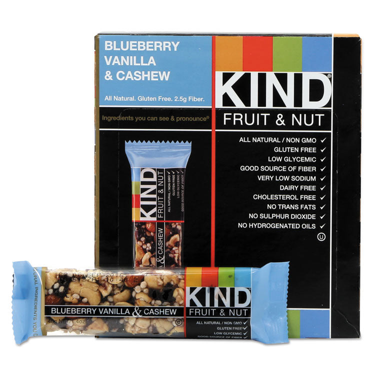 KIND - Fruit and Nut Bars, Blueberry Vanilla and Cashew, 1.4 oz Bar, 12/Box