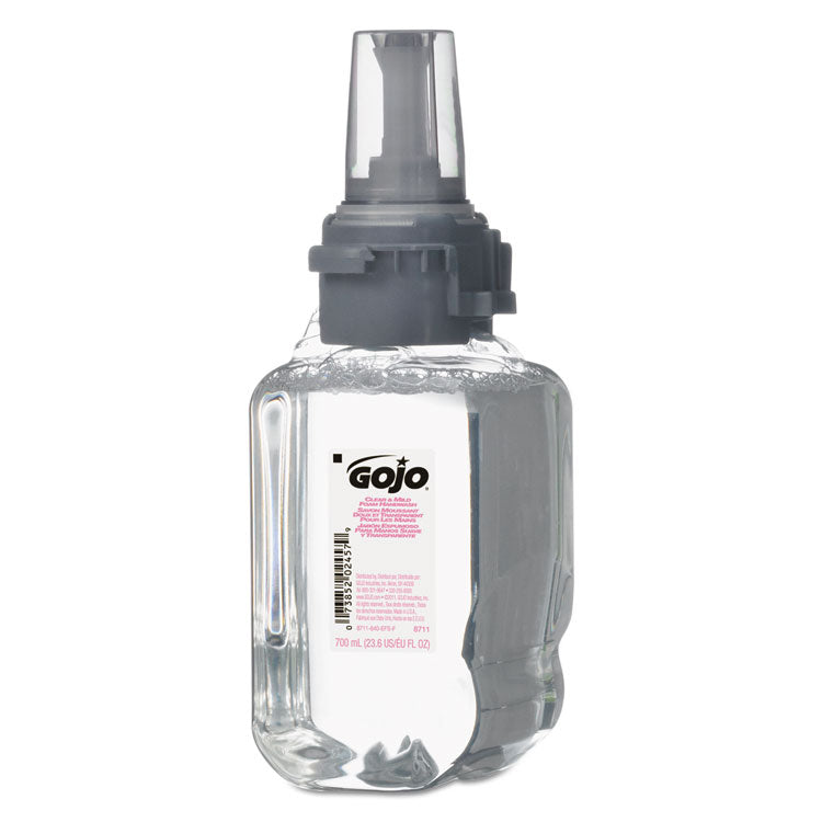 GOJO - Clear and Mild Foam Handwash Refill, For ADX-7 Dispenser, Fragrance-Free, 700 mL, Clear, 4/Carton