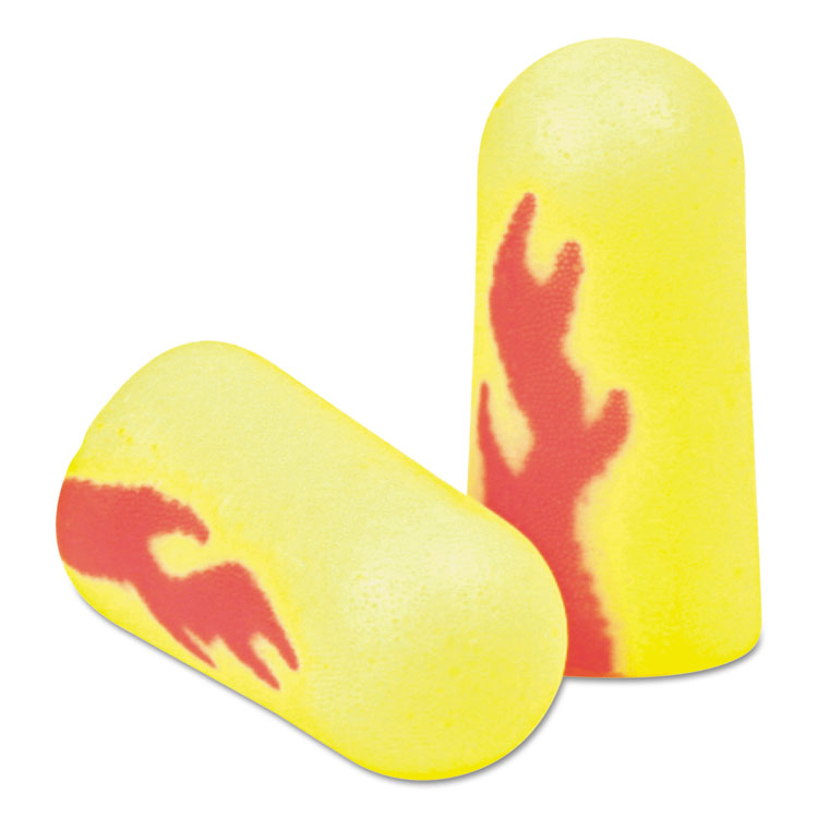 3M - E-A-Rsoft Blasts Earplugs, Cordless, Foam, Yellow Neon/Red Flame, 200 Pairs/Box