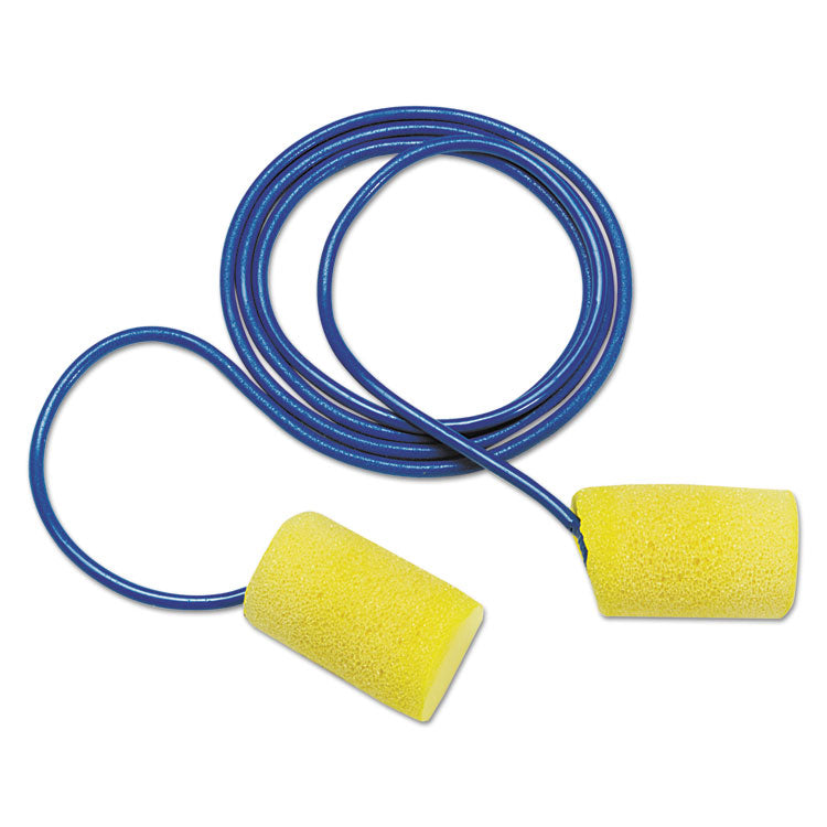 3M - E-A-R Classic Earplugs, Corded, PVC Foam, Yellow, 200 Pairs/Box