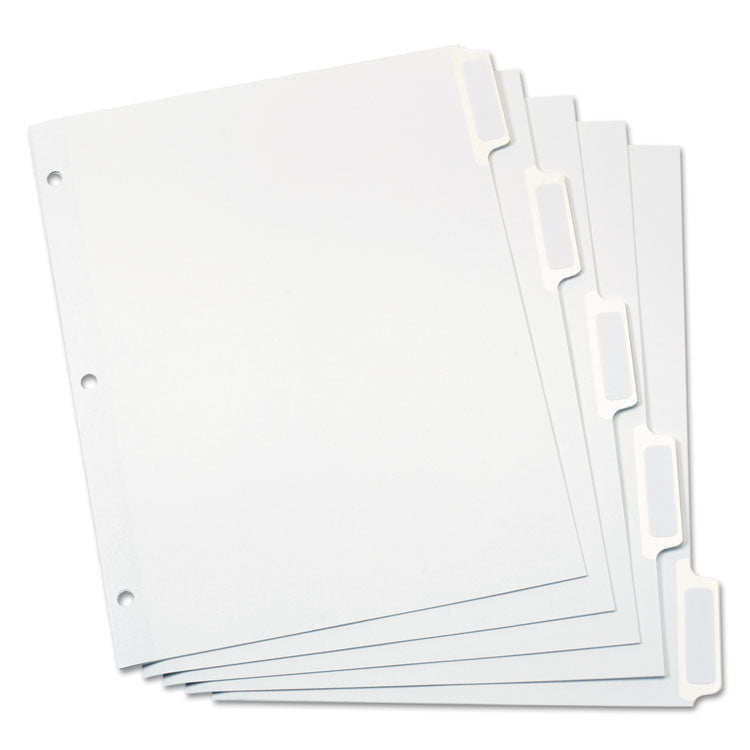 Oxford - Custom Label Tab Dividers with Self-Adhesive Tab Labels, 5-Tab, 11 x 8.5, White, 25 Sets