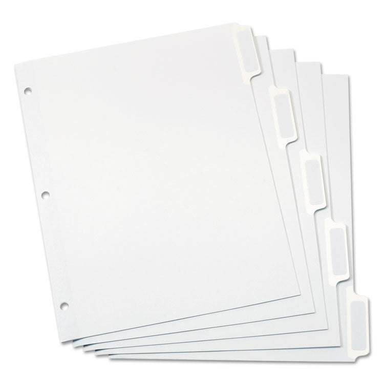 Oxford - Custom Label Tab Dividers with Self-Adhesive Tab Labels, 5-Tab, 11 x 8.5, White, 5 Sets