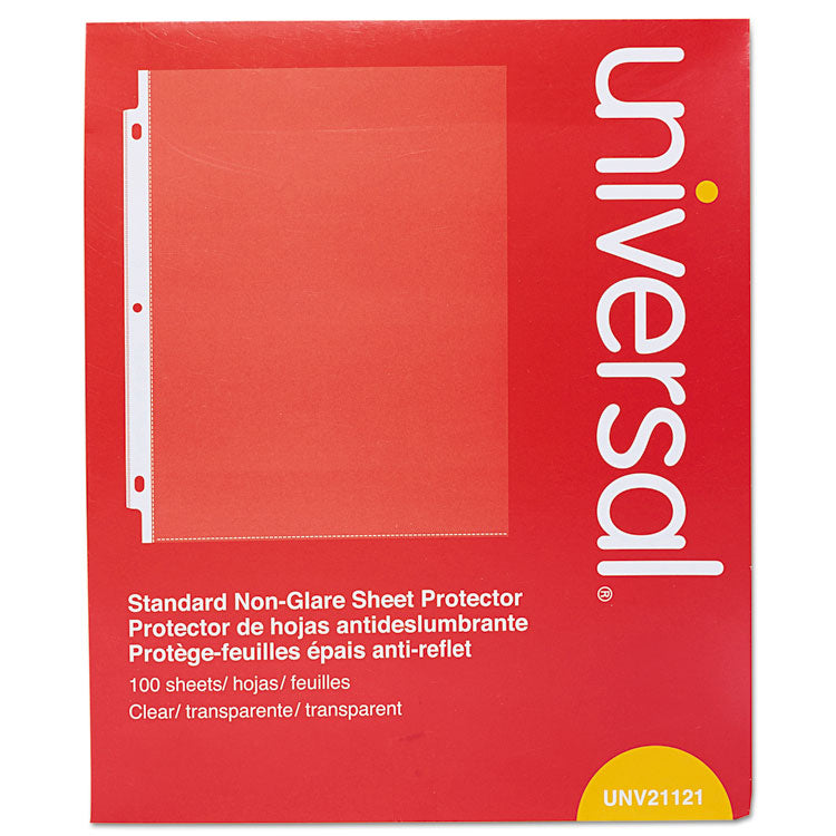 Universal - Standard Sheet Protector, Standard, 8.5 x 11, Clear, Non-Glare, 100/Box