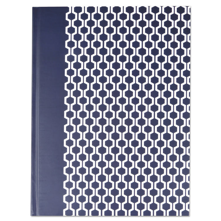 Universal - Casebound Hardcover Notebook, 1-Subject, Wide/Legal Rule, Dark Blue/White Cover, (150) 10.25 x 7.63 Sheets