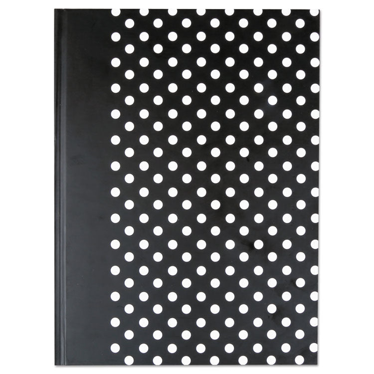 Universal - Casebound Hardcover Notebook, 1-Subject, Wide/Legal Rule, Black/White Cover, (150) 10.25 x 7.63 Sheets