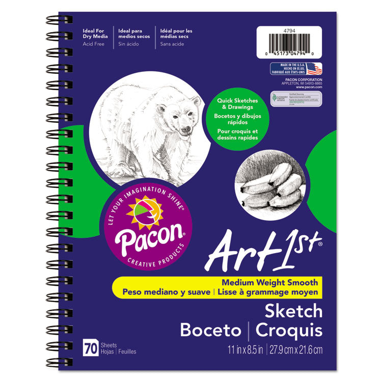 Pacon - Art1st Sketch Diary, 60 lb Text Paper Stock, Blue Cover, (70) 11 x 8.5 Sheets