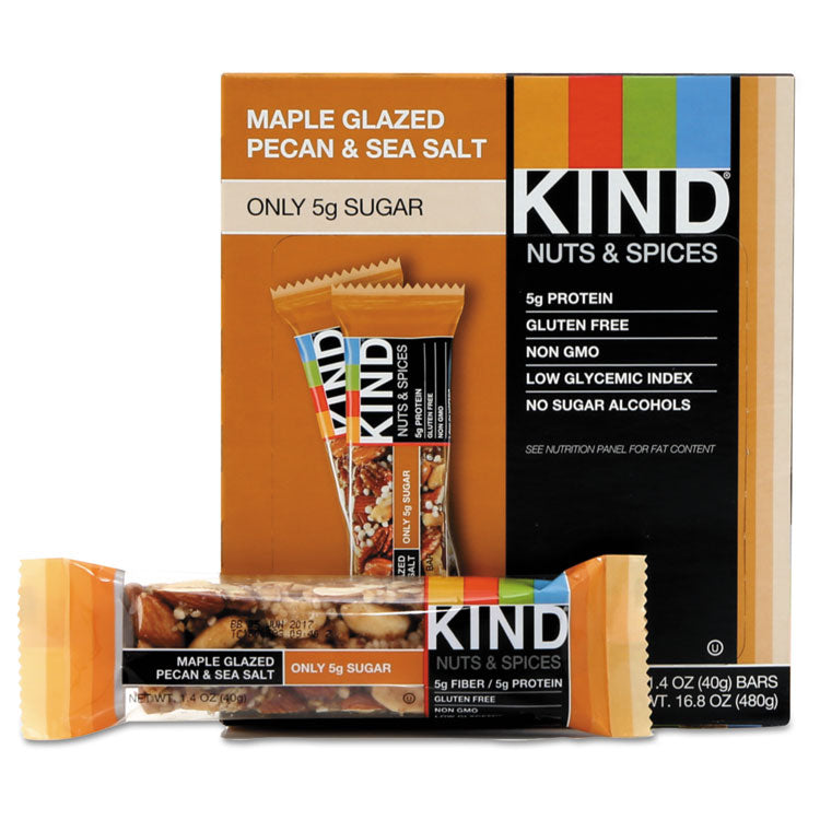 KIND - Nuts and Spices Bar, Maple Glazed Pecan and Sea Salt, 1.4 oz Bar, 12/Box