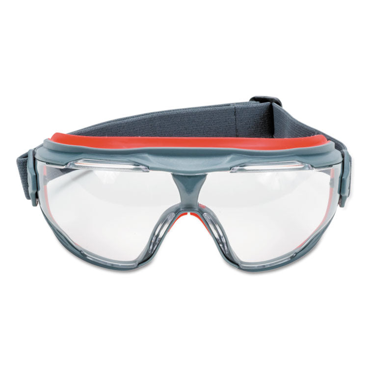 3M - GoggleGear 500Series Safety Goggles, AntiFog, Red/Black Frame, Clear Lens,10/Ctn