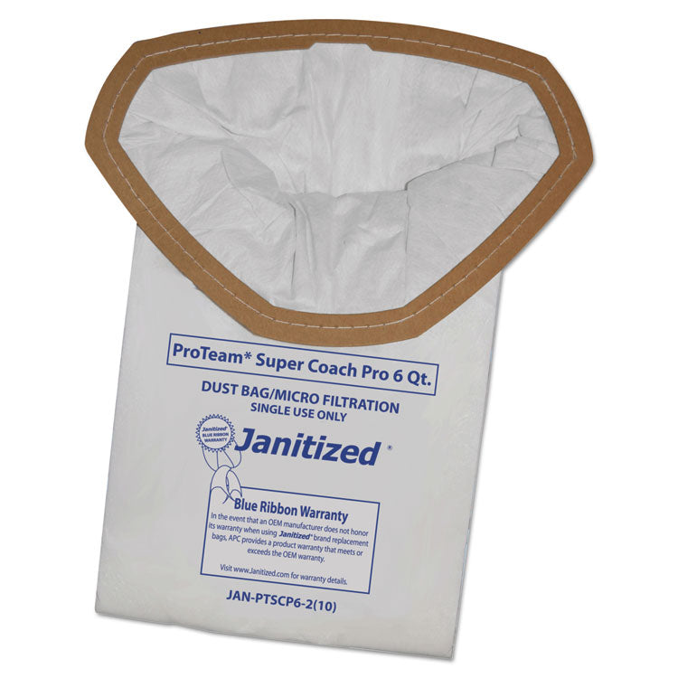 Janitized - Vacuum Filter Bags Designed to Fit ProTeam Super Coach Pro 6/GoFree Pro, 100/CT