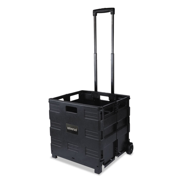 Universal - Collapsible Mobile Storage Crate, Plastic, 18.25 x 15 x 18.25 to 39.37, Black