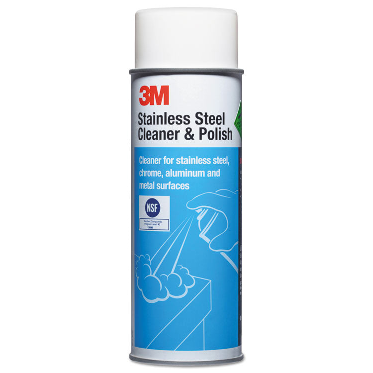 3M - Stainless Steel Cleaner and Polish, Lime Scent, Foam, 21 oz Aerosol Spray, 12/Carton