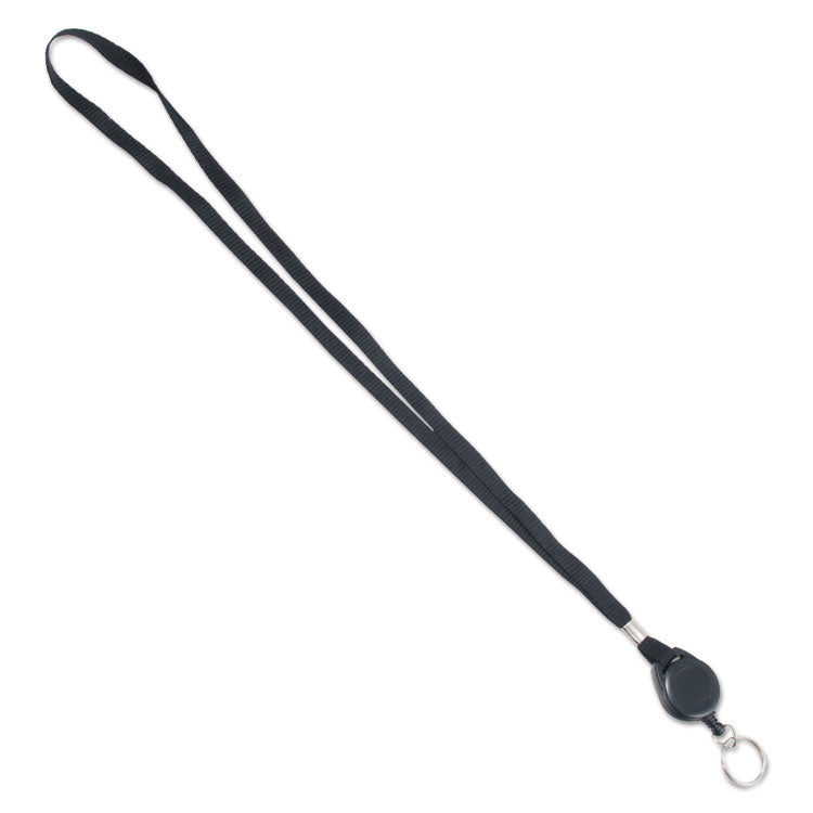 Advantus - Lanyards with Retractable ID Reels, Metal Split Ring Fastener, 34" Long, Black, 12/Pack