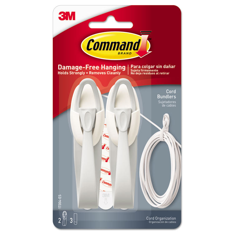 Command - Cable Bundler, White, 2/Pack