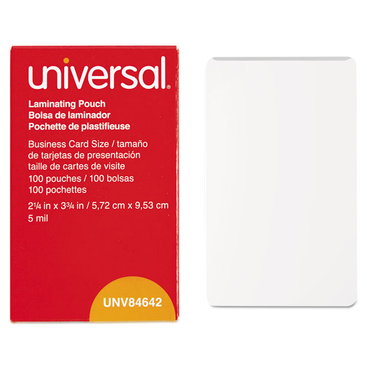 Universal - Laminating Pouches, 5 mil, 3.75" x 2.25", Matte Clear, 100/Box