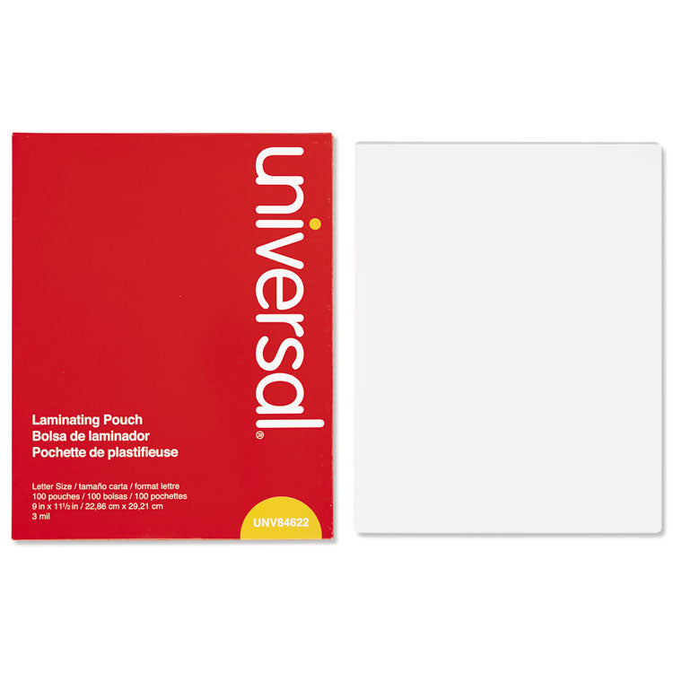 Universal - Laminating Pouches, 3 mil, 9" x 11.5", Matte Clear, 100/Box