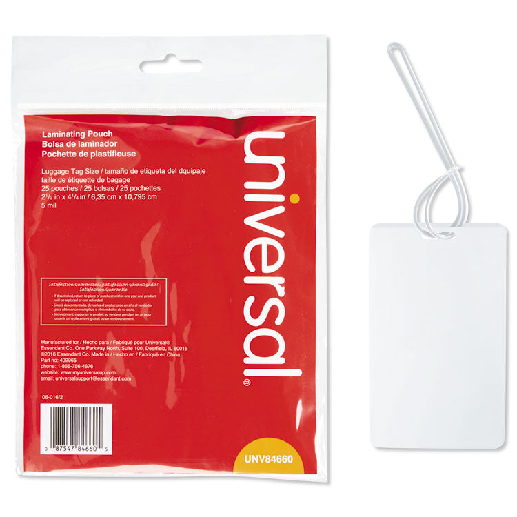 Universal - Laminating Pouches, 5 mil, 2.5" x 4.25", Matte Clear, 25/Pack