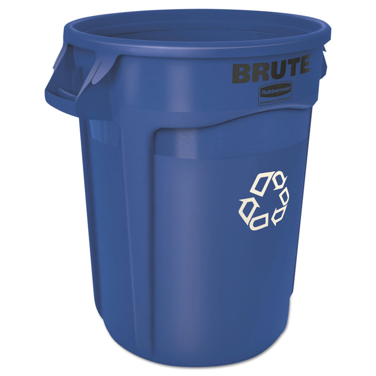Rubbermaid Commercial - Brute Recycling Container, 32 gal, Polyethylene, Blue