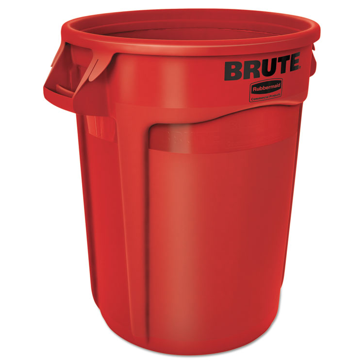 Rubbermaid Commercial - Vented Round Brute Container, 32 gal, Plastic, Red