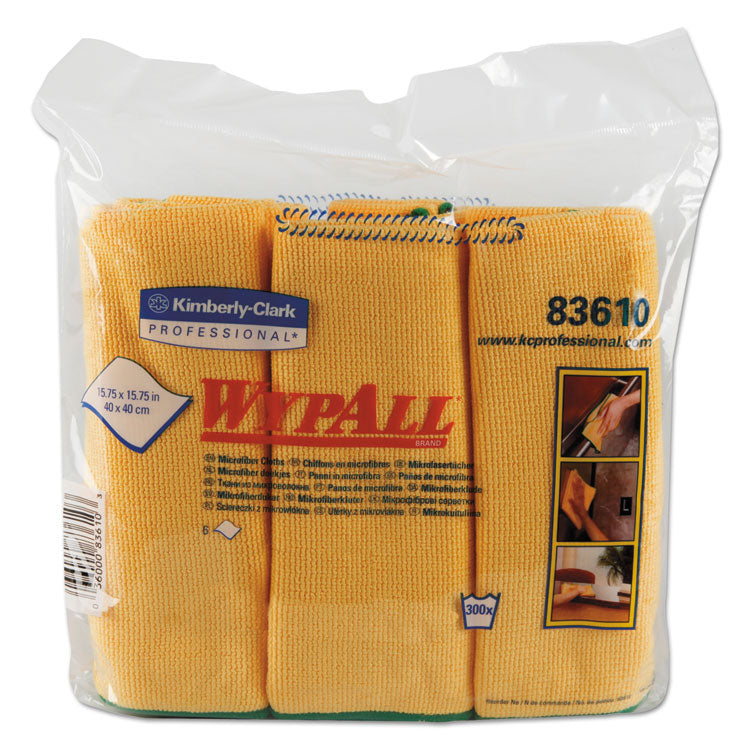 WypAll - Microfiber Cloths, Reusable, 15.75 x 15.75, Yellow, 24/Carton