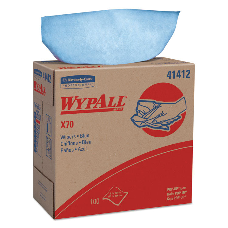 WypAll - X70 Cloths, POP-UP Box, 9.13 x 16.8, Blue, 100/Box, 10 Boxes/Carton