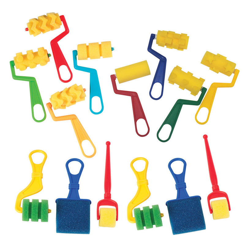 CREATIVITY STREET - Foam Rollers & Brush Classroom Pack, Assorted Colors & Sizes, 14 Pieces