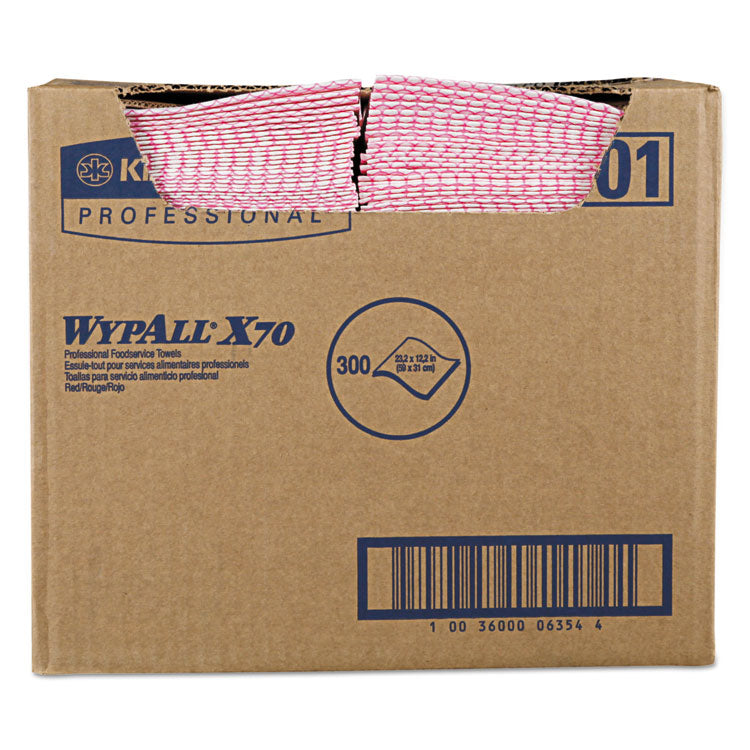 WypAll - X70 Wipers, 12.5 x 23.2, Red, 300/Carton