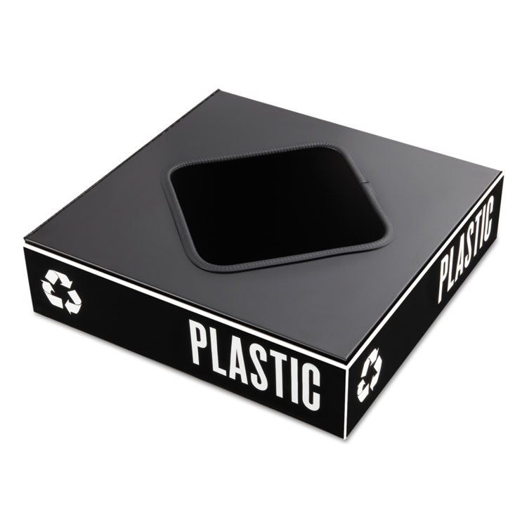 Safco - Public Square Recycling Container Lid, Square Opening, 15.25w x 15.25d x 2h, Black