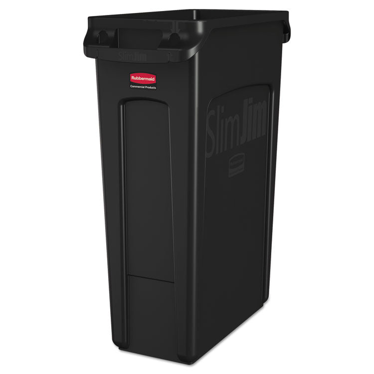 Rubbermaid Commercial - Slim Jim with Venting Channels, 23 gal, Plastic, Black