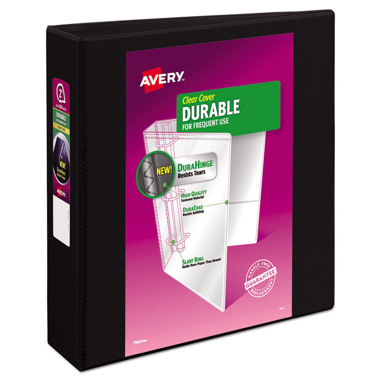 Avery - Durable View Binder with DuraHinge and Slant Rings, 3 Rings, 2" Capacity, 11 x 8.5, Black