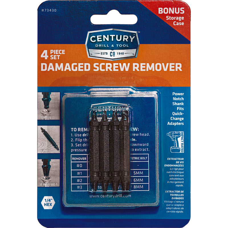 CENTURY DRILL & TOOL - Century Drill & Tool Steel Double-Ended Screw Extractor Set 4 pc - Case of 2