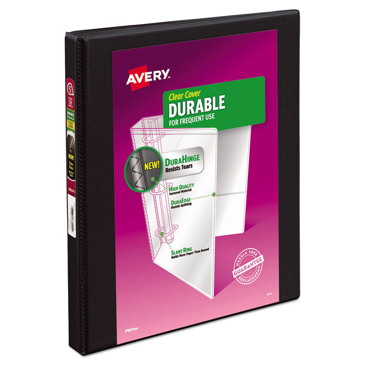 Avery - Durable View Binder with DuraHinge and Slant Rings, 3 Rings, 0.5" Capacity, 11 x 8.5, Black