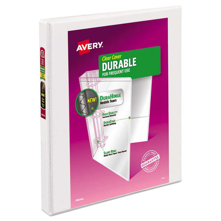 Avery - Durable View Binder with DuraHinge and Slant Rings, 3 Rings, 0.5" Capacity, 11 x 8.5, White