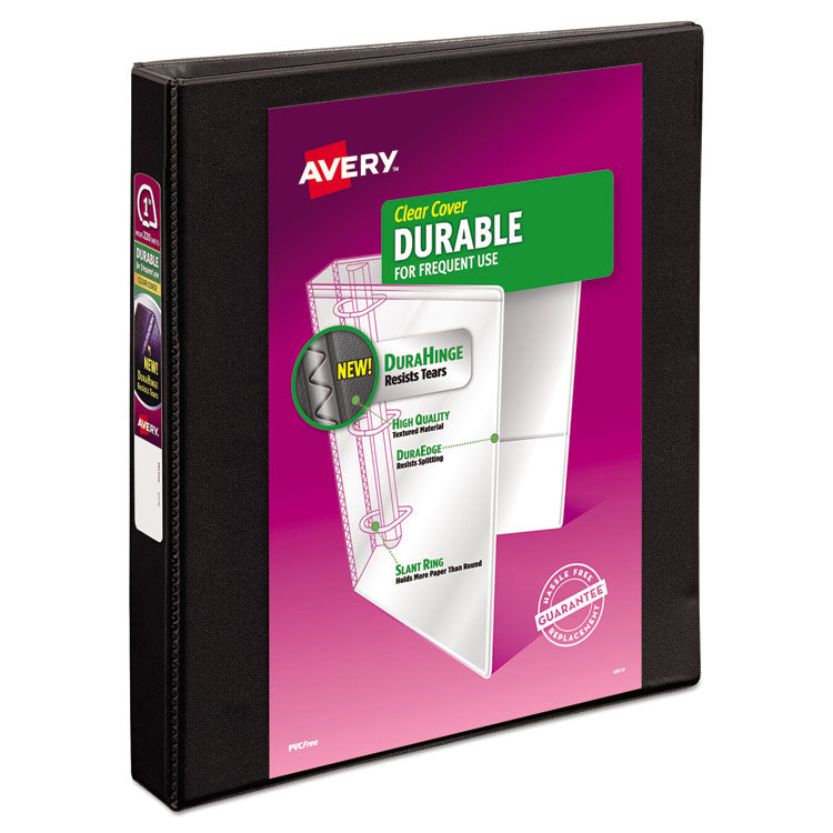 Avery - Durable View Binder with DuraHinge and Slant Rings, 3 Rings, 1" Capacity, 11 x 8.5, Black