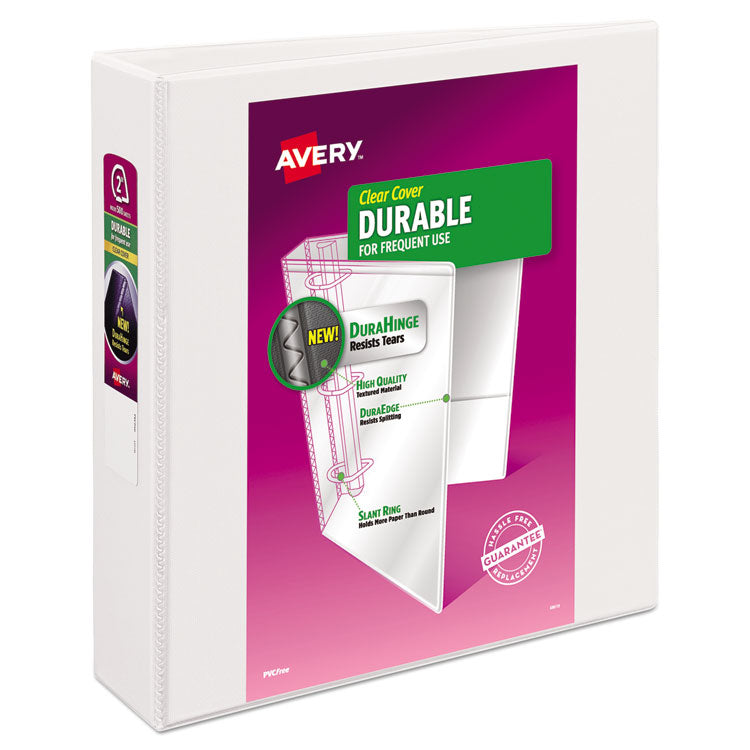 Avery - Durable View Binder with DuraHinge and Slant Rings, 3 Rings, 2" Capacity, 11 x 8.5, White