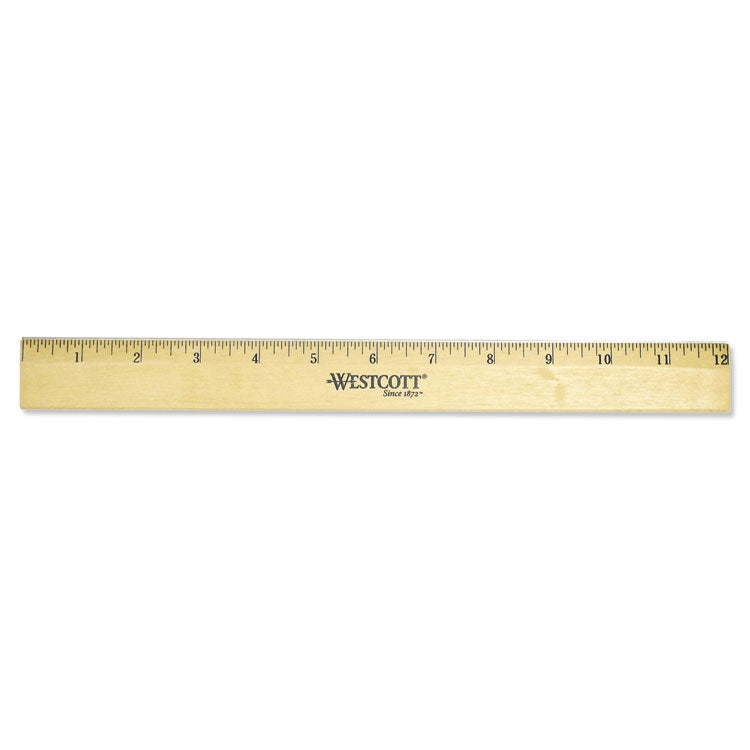 Westcott - Wood Ruler with Single Metal Edge, Standard, 12" Long