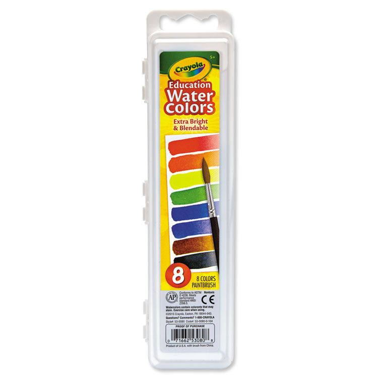 Crayola - Watercolors, 8 Assorted Colors, Palette Tray