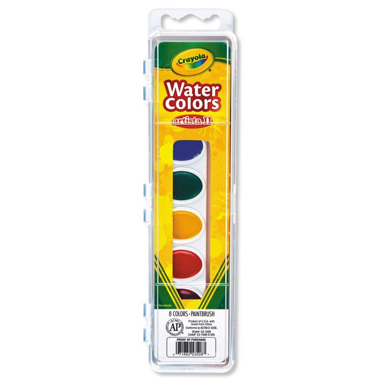 Crayola - Artista II 8-Color Watercolor Set, 8 Assorted Colors, Palette Tray