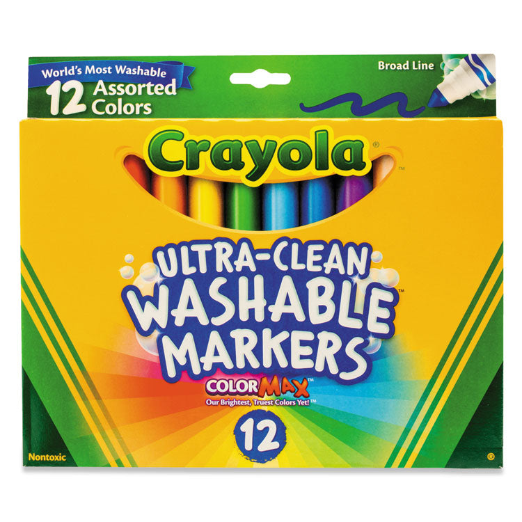 Crayola - Ultra-Clean Washable Markers, Broad Bullet Tip, Assorted Colors, Dozen