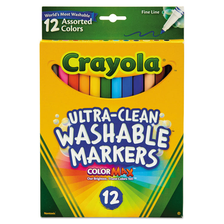 Crayola - Ultra-Clean Washable Markers, Fine Bullet Tip, Assorted Colors, Dozen