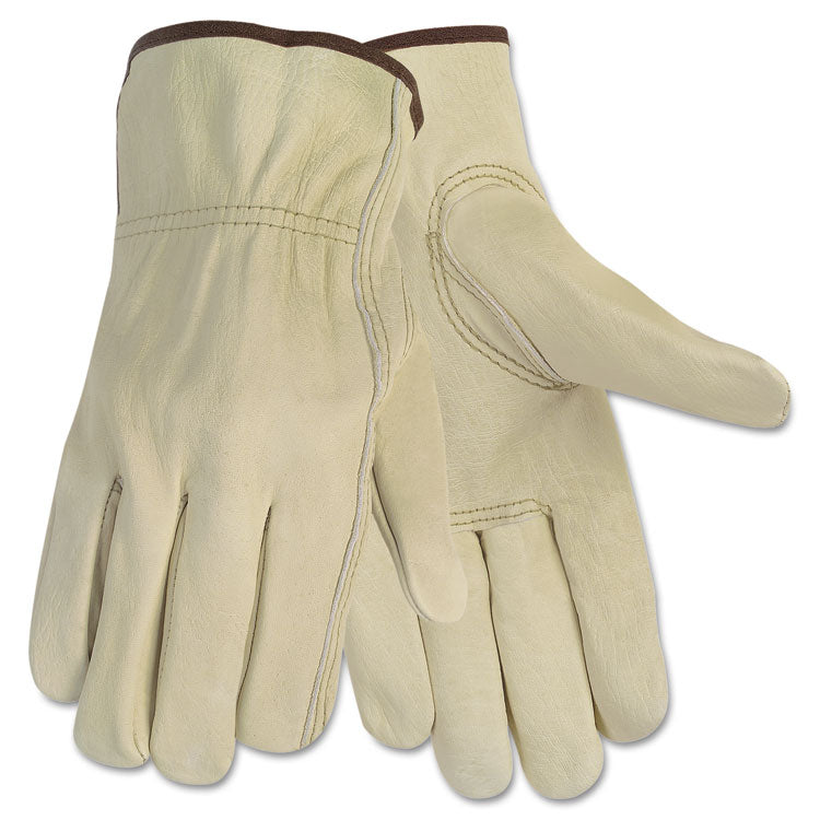 MCR Safety - Economy Leather Driver Gloves, Large, Beige, Pair
