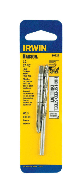 IRWIN - Irwin Hanson High Carbon Steel HCS Tap and HSS Drill Bit Set 12 - 24 2 pc - Case of 3