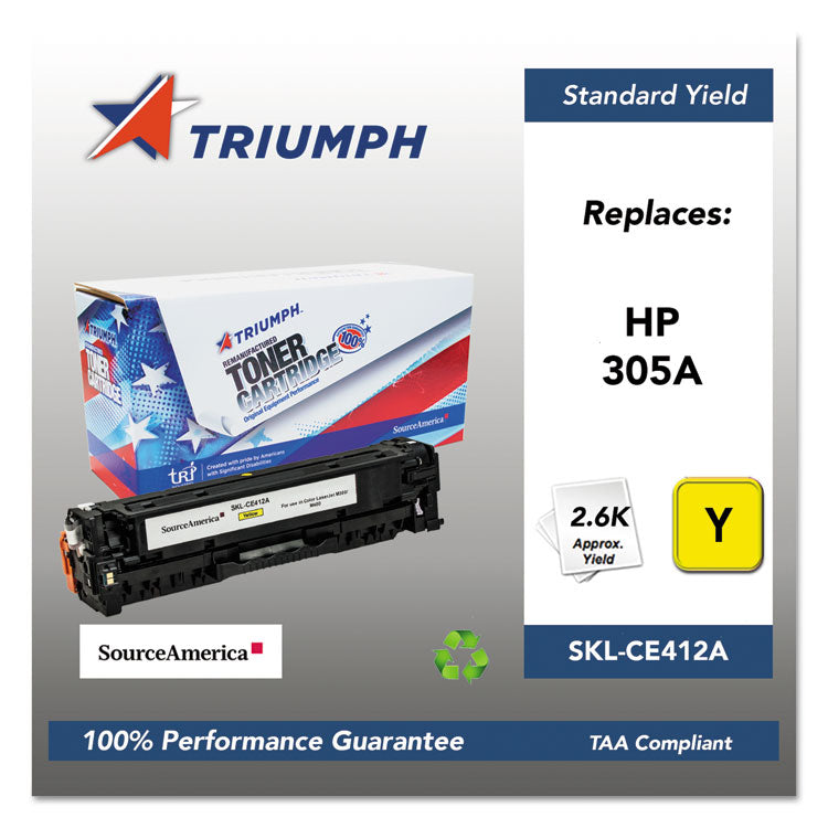 Triumph - 751000NSH1286 Remanufactured CE412A (305A) Toner, 2,600 Page-Yield, Yellow