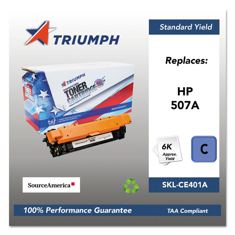 Triumph - 751000NSH1280 Remanufactured CE401A (507A) Toner, 6,000 Page-Yield, Cyan