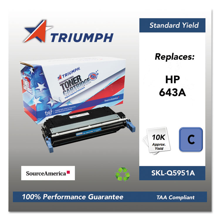 Triumph - 751000NSH0284 Remanufactured Q5951A (643A) Toner, 10,000 Page-Yield, Cyan